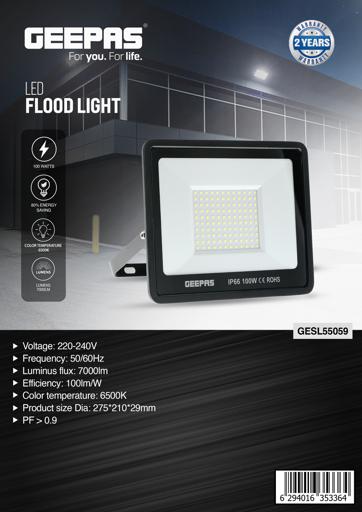 display image 6 for product Geepas GESL55059 Led Flood Light 100W - Downlight Ceiling Light, Natural Cool White 6500K | Ultra Slim | Ideal for Parking, Restaurant, Store Room & More