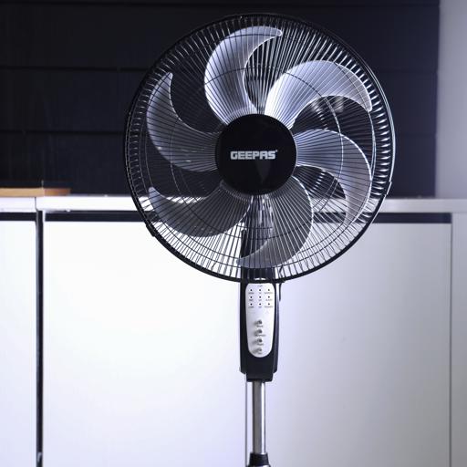 display image 3 for product Geepas GF21112 16" Stand Fan With Remote Control - 3 Speed, 6 Leaf Blade with Safety Grill, Adjustable Height  |7.5 Hours Timer | 2 Years Warranty