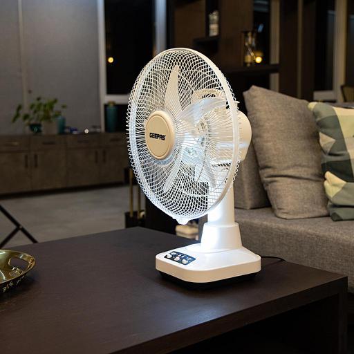 display image 6 for product Geepas GF21118 12'' Rechargeable Fan - 2 Speed Settings with 6 Hours Continuous Working & 24 Hours LED Light | 5000 Mah Battery | Ideal for Office, Home & Outdoor Use