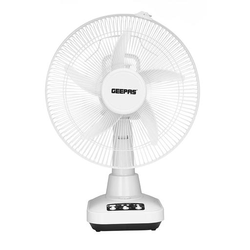 Geepas GF21118 12'' Rechargeable Fan - 2 Speed Settings with 6 Hours Continuous Working & 24 Hours LED Light | 5000 Mah Battery | Ideal for Office, Home & Outdoor Use hero image