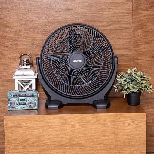 display image 3 for product Geepas 18'' Box Fan 80W - Powerful Personal Desk Box Fan with 3-Speed & 180-Degree, Adjutable Angle| Perfect for Office, Home & More | 2 Years Warranty