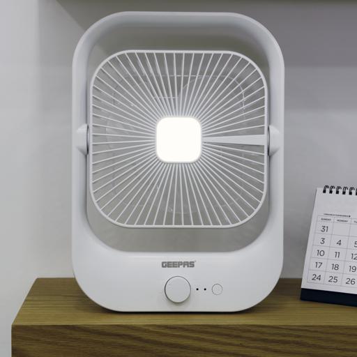 display image 2 for product 8" Rechargeable Fan with LED Light, GF21162 - Over-Charge Protection, 8 Hours Working, Step-Less Speed Control, Rechargeable Lithium Battery, Full-Charge Indicator