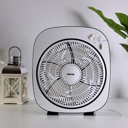 display image 1 for product Geepas 12'' Box Fan - Personal Desk Fan With 45W Powerful Copper Motor - Table Fan For Office