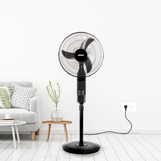 display image 2 for product Geepas GF9466 16" Stand Fan With Remote Control 50W - 3 Speed, 5 Leaf Blade, Adjustable Height & Tilt Setting With Led Display | Auto Off | 2 Years Warranty