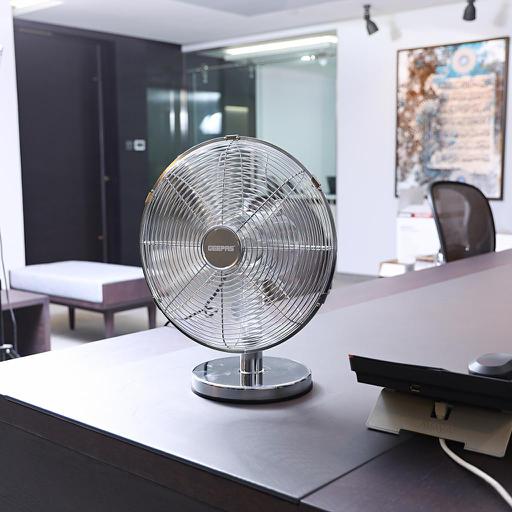 display image 5 for product Geepas GF9610 12-Inch Metal Table Fan - 3 Speed Settings with Wide Oscillation with Stable Base | Ideal for Desk Fan, Home or Office Use | 2 Year Warranty