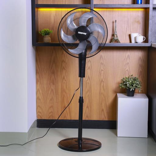 display image 3 for product Geepas 16" Stand Fan - Portable Design with Broad Base | 3 Speed, 6 Leaf Blade & Safety Grill, Adjustable Height | Ideal for Home, Hotel, Office & More