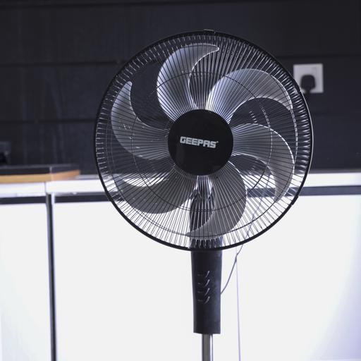 display image 2 for product Geepas 16" Stand Fan - Portable Design with Broad Base | 3 Speed, 6 Leaf Blade & Safety Grill, Adjustable Height | Ideal for Home, Hotel, Office & More