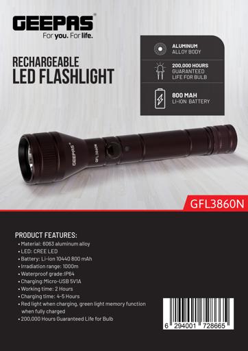 display image 19 for product Geepas Rechargeable Led Flashlight, 152Mm