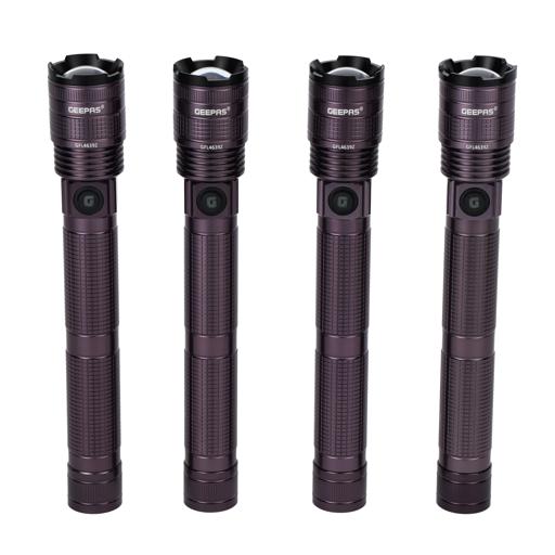 display image 19 for product Rechargeable LED Flashlight, Set of 4 Flashlights, GFL4639 | 4 Hours Working | 2000-meters Distance | Ideal for Campaign, Trekking, Outdoors, Etc