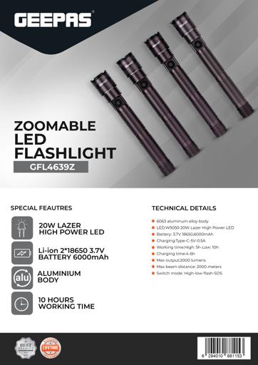 display image 22 for product Rechargeable LED Flashlight, Set of 4 Flashlights, GFL4639 | 4 Hours Working | 2000-meters Distance | Ideal for Campaign, Trekking, Outdoors, Etc