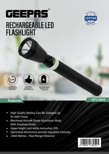 display image 12 for product Rechargeable LED Flashlight Geepas GFL4642