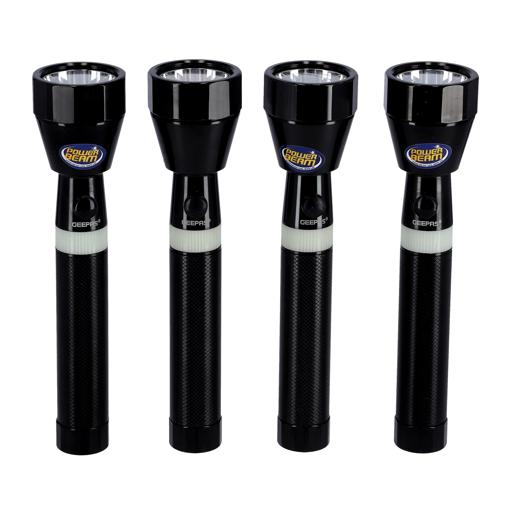 display image 8 for product Geepas 4Pcs Rechargeable LED Flashlight 216.5 mm - Hyper Bright Light with 2000 Meters Range & 2.5 Hours Working| Ideal for Trekking, Camping & More