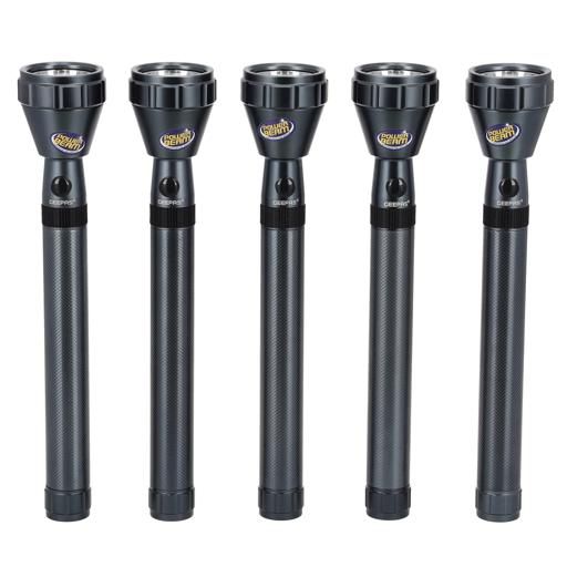 Geepas Rechargeable LED Flashlight 258.5mm - Portable Hyper Bright with 2000 Meters Range & 4 Hours Working | Ideal for Patrolling, Trekking, Emergency Power Cut hero image