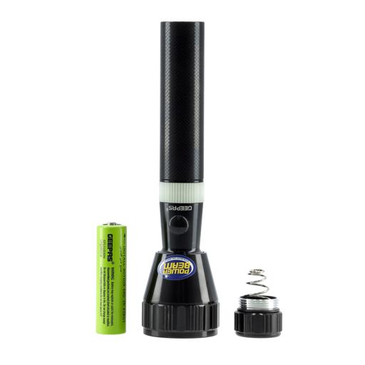 display image 16 for product Geepas GFL51030 Rechargeable LED Flashlight - 1800 Meters Range & High Beam Light | 2 Hours Working with 1900 mAh Battery | Ideal for Trekking, Camping, Power Cuts & More