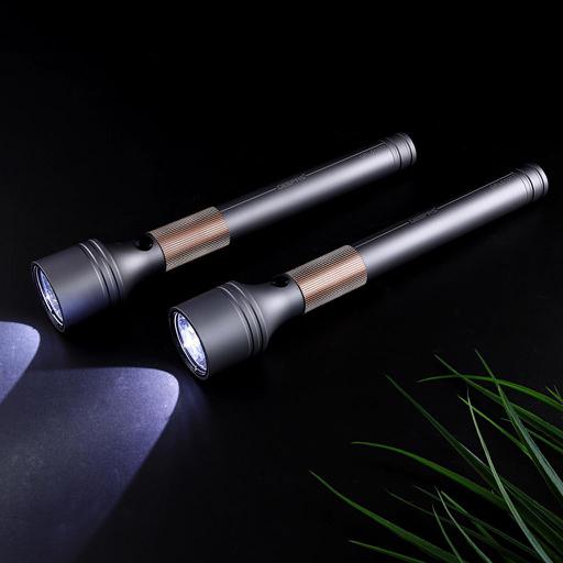 display image 2 for product Geepas 2 PCS Rechargeable Water Proof LED Flashlight - 3000 Mah Super Bright Light Rechargeable Flashlight |Aluminum Body, Water Proof, Highly Durable CREE LED Lights