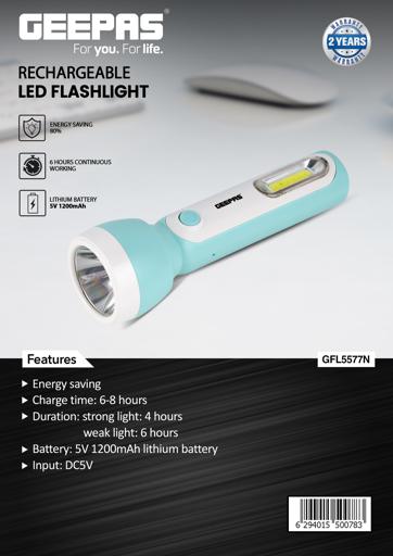 display image 16 for product Geepas GFL5577 Rechargeable LED Flashlight