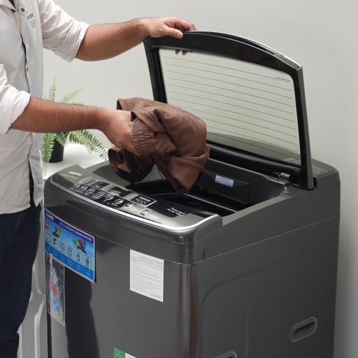 display image 2 for product Geepas Fully Automatic Top Loader Washing Machine | 10 kg | Auto-Imbalance, Gentle Fabric Care, Fuzzy Logic, Child Lock, Stainless Steel Drum | 1 Year Warranty