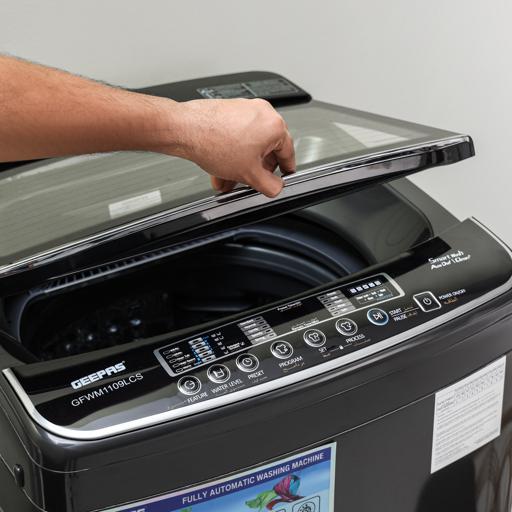 display image 1 for product Geepas Fully Automatic Top Loader Washing Machine | 10 kg | Auto-Imbalance, Gentle Fabric Care, Fuzzy Logic, Child Lock, Stainless Steel Drum | 1 Year Warranty