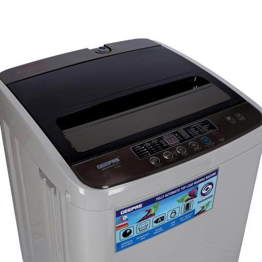 display image 12 for product Geepas Fully Automatic Top Loaded Washing Machine 6kg - Auto-Imbalance, Gentle Fabric Care, Turbo Wash, Anti Vibration & Noise, Child Lock, Stainless Steel Drum