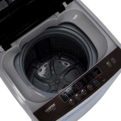 display image 10 for product Geepas Fully Automatic Top Loaded Washing Machine 6kg - Auto-Imbalance, Gentle Fabric Care, Turbo Wash, Anti Vibration & Noise, Child Lock, Stainless Steel Drum