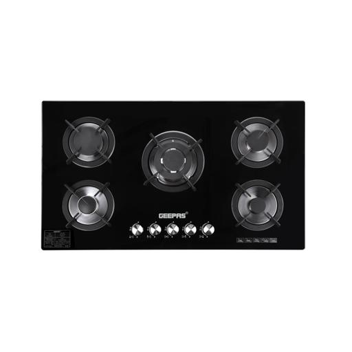 Geepas GGC31011 5-Burner Gas Hob - Attractive Design, 8mm Tempered Glass Worktop - Automatic Ignition, 5 Heating Zones |Ergonomic Design, Stainless Steel Body hero image