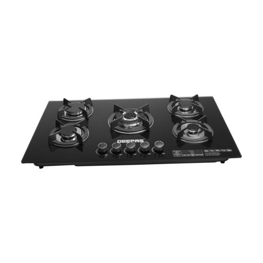 display image 5 for product Geepas GGC31011 5-Burner Gas Hob - Attractive Design, 8mm Tempered Glass Worktop - Automatic Ignition, 5 Heating Zones |Ergonomic Design, Stainless Steel Body