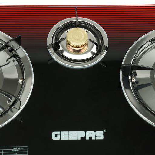 display image 19 for product Geepas GGC31012 3-Burner Gas Cooker Size 70mm, 40mm & 90mm Respectively - Ergonomic Design, Automatic Ignition, 3 Heating Zones |Stainless Steel Frame & Tray