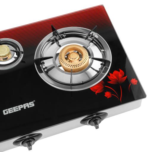 display image 17 for product Geepas GGC31012 3-Burner Gas Cooker Size 70mm, 40mm & 90mm Respectively - Ergonomic Design, Automatic Ignition, 3 Heating Zones |Stainless Steel Frame & Tray