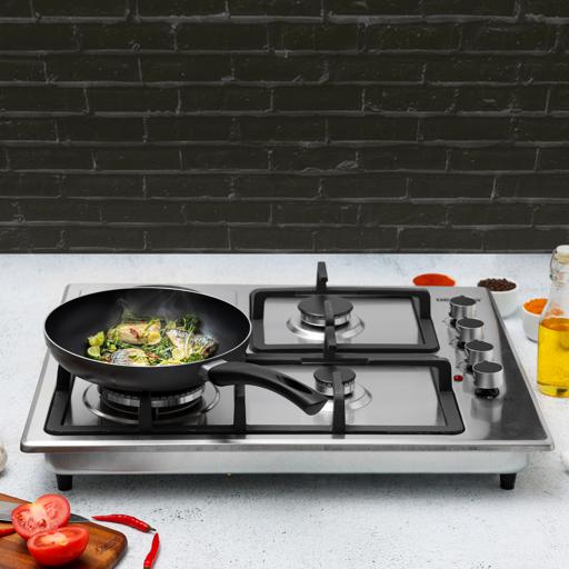 display image 7 for product 2-in-1 Built-in Gas Hob, Stainless Steel, GGC31026 | Sabaf Burners | Cast Iron Pan Support | Auto-Ignition | Low Gas Consumption | 4 Control Knobs