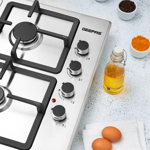 display image 11 for product 2-in-1 Built-in Gas Hob, Stainless Steel, GGC31026 | Sabaf Burners | Cast Iron Pan Support | Auto-Ignition | Low Gas Consumption | 4 Control Knobs