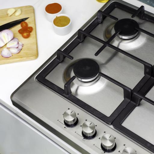 display image 4 for product Table Top Gas Hob, Stainless Steel Gas Cooktop, GGH6022NST | 4 Burner Auto-Ignition Gas Stove | Cast-Iron Pan Support | Sabaf Burners with FFD