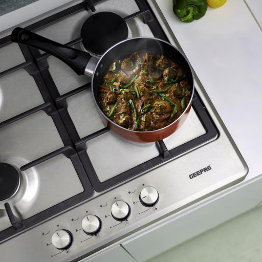 display image 6 for product Table Top Gas Hob, Stainless Steel Gas Cooktop, GGH6022NST | 4 Burner Auto-Ignition Gas Stove | Cast-Iron Pan Support | Sabaf Burners with FFD