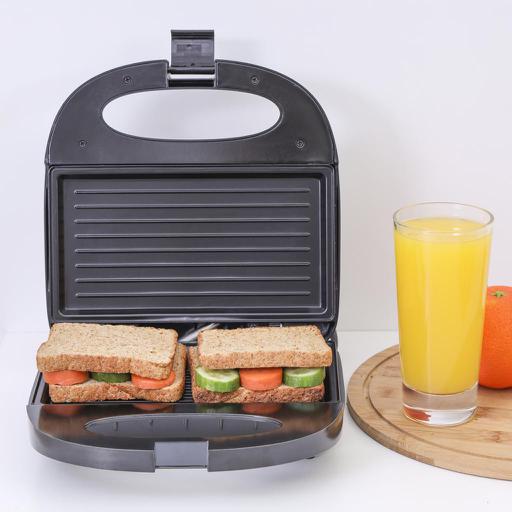 display image 3 for product Geepas GGM6001 700W 2 Slice Grill Maker with Non-Stick Plates |Stainless Steel Panini Press, Sandwich Toaster, Grill & Griddle Toasty Maker |Cord-Warp for Storage