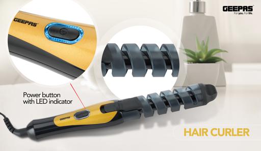 display image 3 for product Geepas Curler 25W Hair Curler - Auto Curling with Heat Setting 180°C-200°C | Safe Styling Hair with Ceramic Barrel | 360°-Degree Swivel Cord | 2 Years Warranty