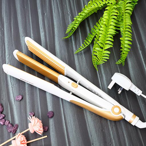 display image 3 for product Geepas 2 In 1 Ceramic Hair Straightener -  Neo Wave, Auto Adjustable Temperature &  360 Degree Swivel Cord | Ideal for Long & Short Hairs | 2 Years Warranty