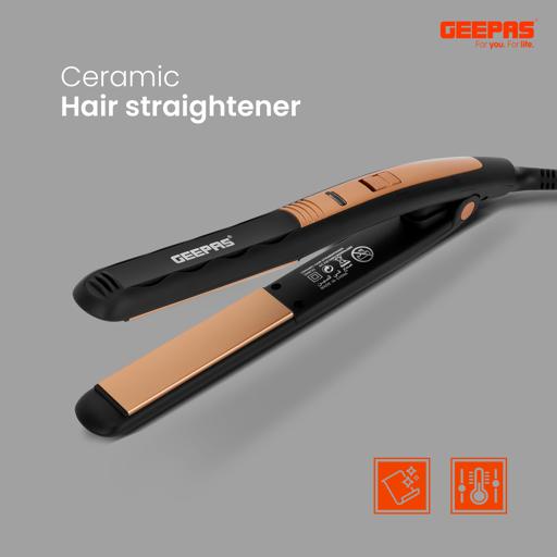 display image 3 for product Geepas Hair Straightener With Ceramic Plates, Gold And Black