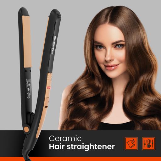 display image 6 for product Geepas Hair Straightener With Ceramic Plates, Gold And Black