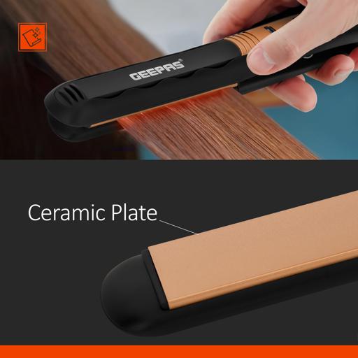 display image 5 for product Geepas Hair Straightener With Ceramic Plates, Gold And Black