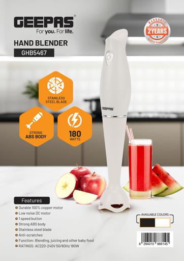display image 15 for product Hand Blender, 2 Speed, Stainless Steel Blade, GHB5467 | Food Collection Immersion Hand Blender with Removable Stick | Ideal for Smoothies, Shakes, Grinding Ingredients, & Fruits