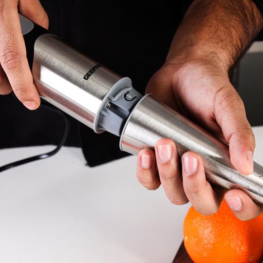 display image 6 for product Geepas 700W Stainless Steel Hand Blender - 2 Speed Powerful Motor with Stainless Steel Blade & Removable Stick | Ideal for Smoothies, Shakes, Baby Food, & Fruits