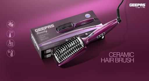 display image 3 for product Geepas Ceramic Hair Brush 50W - Digital Temperature Control with Instant Heat Up to 230°C |Fine Bristle for Hair Care | Easy to Clean |Ideal for Short & Long Hairs