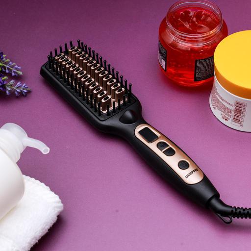 display image 2 for product Geepas GHBS86037 Ceramic  Hair Brush 45W - Temperature Control with Led Display | 60 Minutes Auto Shut-off | Perfect for Smooth Hair Massage & Styling