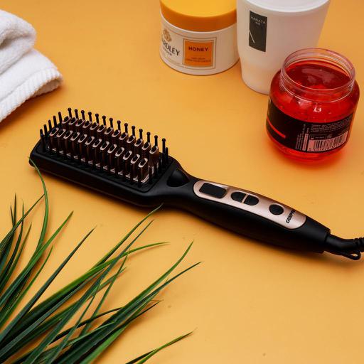 display image 1 for product Geepas GHBS86037 Ceramic  Hair Brush 45W - Temperature Control with Led Display | 60 Minutes Auto Shut-off | Perfect for Smooth Hair Massage & Styling