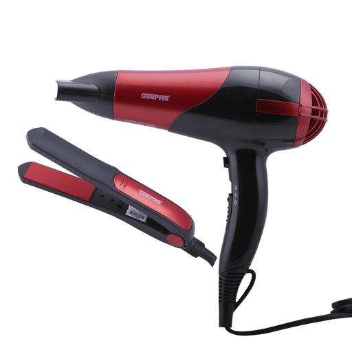 Geepas 2200W Hair Dryer & Hair Straightener - 2 Speed & 2 Heat Setting with Cool Shot Function | Ceramic Coating Plates | Ideal for Short /Long Hairs hero image