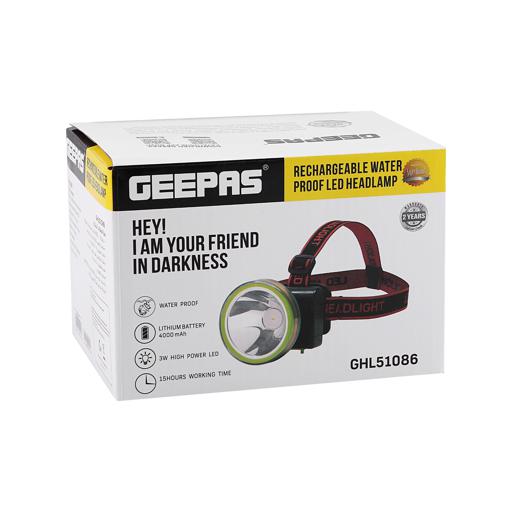 display image 4 for product Geepas Rechargeable Water Proof LED Head Lamp – 15 Hours Working Time with 4000 mah Battery, Adjustable Headband | Ideal for Trekking, Camping, Construction Site