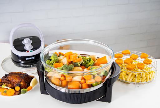 Geepas 1400W Turbo Halogen Oven 17L, 60min Timer, Adjustable Temperature  Control, Self Clean Function & Low Fat Air Fryer