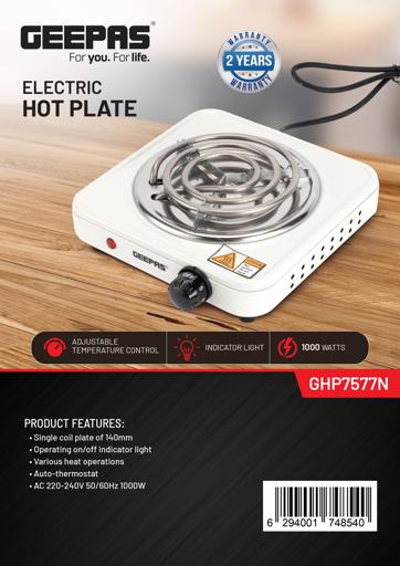 display image 5 for product Geepas GHP7577 Electric Single Hot Plate with Temperature Control