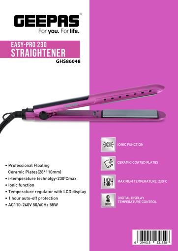 display image 12 for product Easy-Pro 230 Straightener, Ionic Function, GHS86048 | Ceramic Coated Plates Straightener | Digital Display Temperature Control | Ideal for Long & Short Hairs