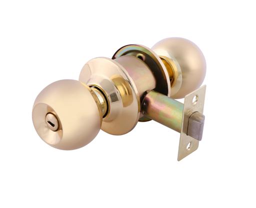 display image 2 for product Geepas Stainless Steel Cylindrical Lock Gold Plated - Security Lock | 53mm 304 Stainless Steel Knobs with Latch Bolt, Stricker & Screws with Key Operation 