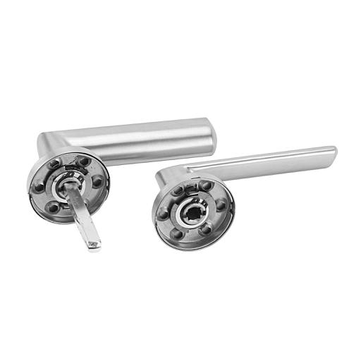 display image 1 for product Geepas GHW65047 Mortise Rosette Solid Lever Handle - Firm Grasp | Rotate Door Lock | Satin Nickel Finish | 304 Stainless Steel | Premium Quality Handles 